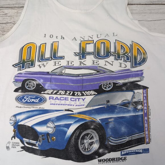 Vtg 1996 Race City All Ford Weekend Graphic Tank Top Men Size XL - Picture 3 of 13
